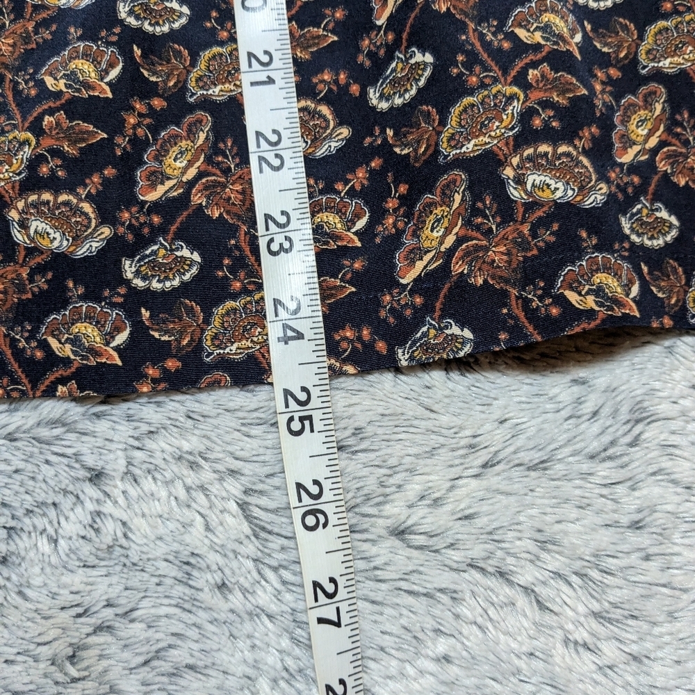NEW Doen Silk Blouse Top Navy Paisley Floral XL 100% Silk - Picture 6 of 10